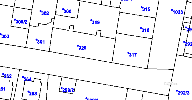 Parcela st. 320 v KÚ Rybáře, Katastrální mapa