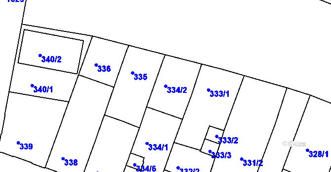 Parcela st. 334/2 v KÚ Rybáře, Katastrální mapa