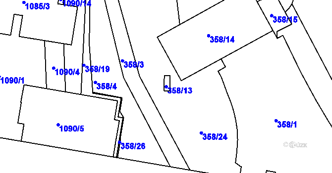 Parcela st. 358/13 v KÚ Rybáře, Katastrální mapa