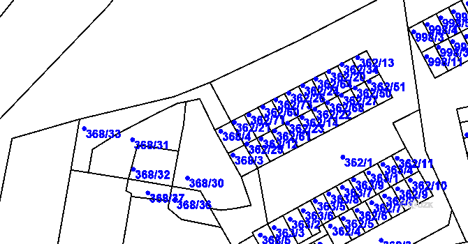 Parcela st. 362/21 v KÚ Rybáře, Katastrální mapa