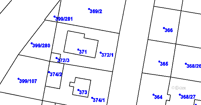 Parcela st. 372/1 v KÚ Rybáře, Katastrální mapa