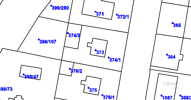 Parcela st. 373 v KÚ Rybáře, Katastrální mapa