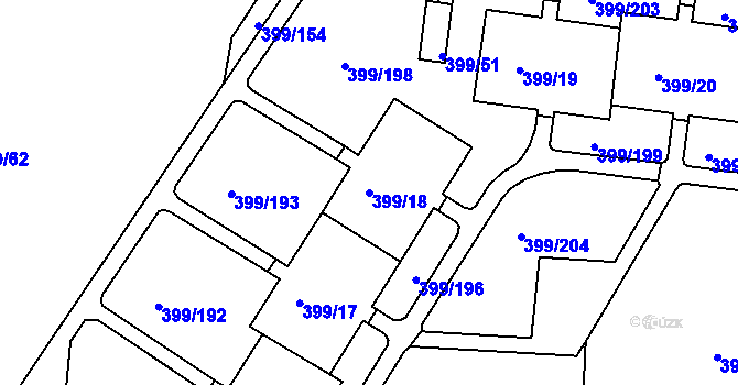 Parcela st. 399/18 v KÚ Rybáře, Katastrální mapa