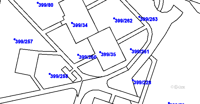 Parcela st. 399/35 v KÚ Rybáře, Katastrální mapa