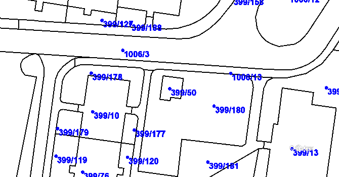 Parcela st. 399/50 v KÚ Rybáře, Katastrální mapa