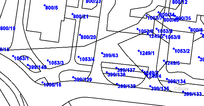 Parcela st. 399/63 v KÚ Rybáře, Katastrální mapa