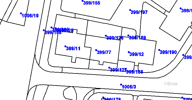Parcela st. 399/77 v KÚ Rybáře, Katastrální mapa