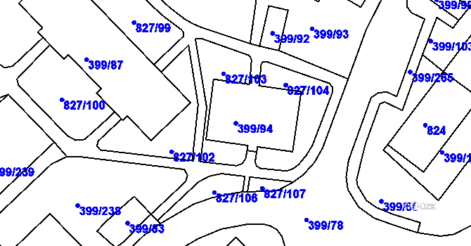 Parcela st. 399/94 v KÚ Rybáře, Katastrální mapa