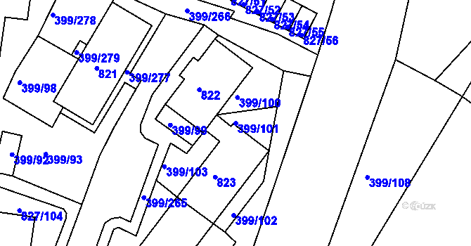 Parcela st. 399/101 v KÚ Rybáře, Katastrální mapa