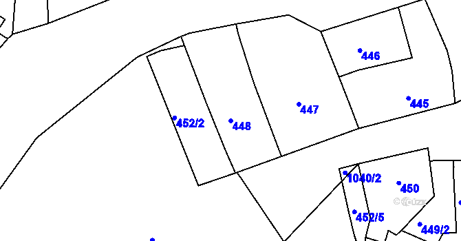 Parcela st. 448 v KÚ Rybáře, Katastrální mapa