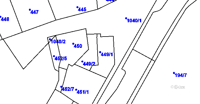 Parcela st. 449/1 v KÚ Rybáře, Katastrální mapa