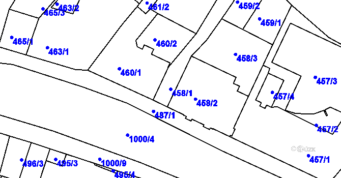 Parcela st. 458/1 v KÚ Rybáře, Katastrální mapa