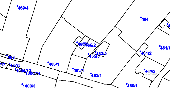 Parcela st. 465/2 v KÚ Rybáře, Katastrální mapa