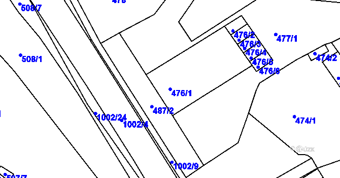 Parcela st. 476/1 v KÚ Rybáře, Katastrální mapa