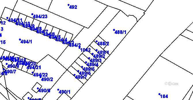 Parcela st. 489/1 v KÚ Rybáře, Katastrální mapa