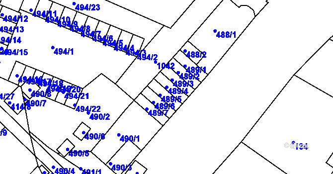 Parcela st. 489/4 v KÚ Rybáře, Katastrální mapa