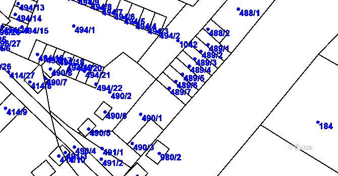 Parcela st. 489/7 v KÚ Rybáře, Katastrální mapa