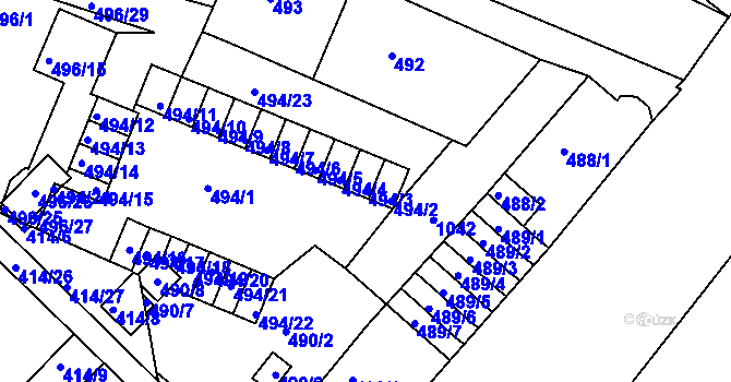 Parcela st. 494/3 v KÚ Rybáře, Katastrální mapa