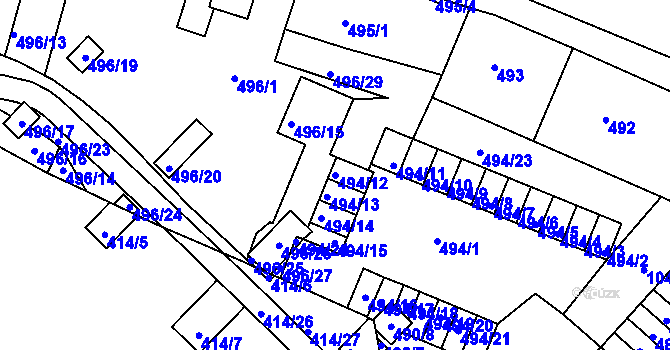 Parcela st. 494/12 v KÚ Rybáře, Katastrální mapa