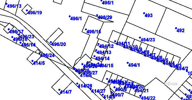Parcela st. 494/13 v KÚ Rybáře, Katastrální mapa