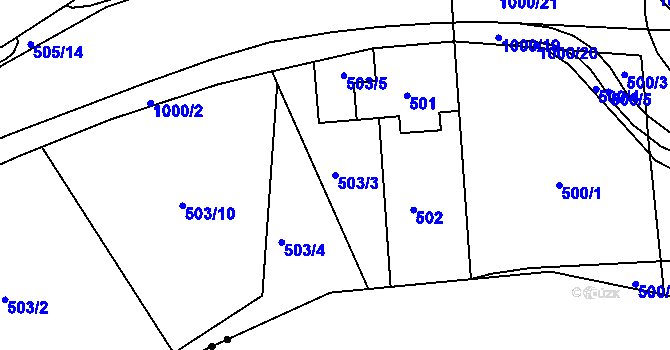 Parcela st. 503/3 v KÚ Rybáře, Katastrální mapa