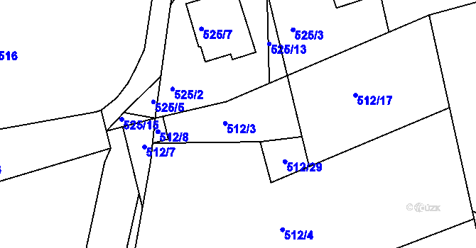 Parcela st. 512/3 v KÚ Rybáře, Katastrální mapa