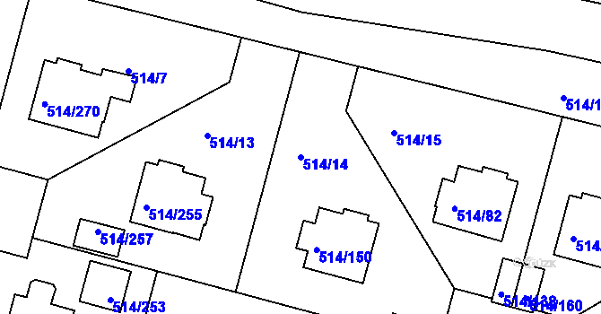 Parcela st. 514/14 v KÚ Rybáře, Katastrální mapa