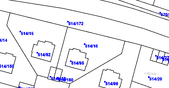 Parcela st. 514/16 v KÚ Rybáře, Katastrální mapa
