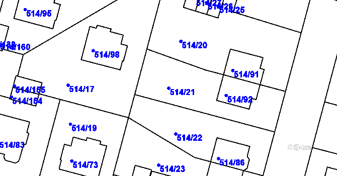 Parcela st. 514/21 v KÚ Rybáře, Katastrální mapa