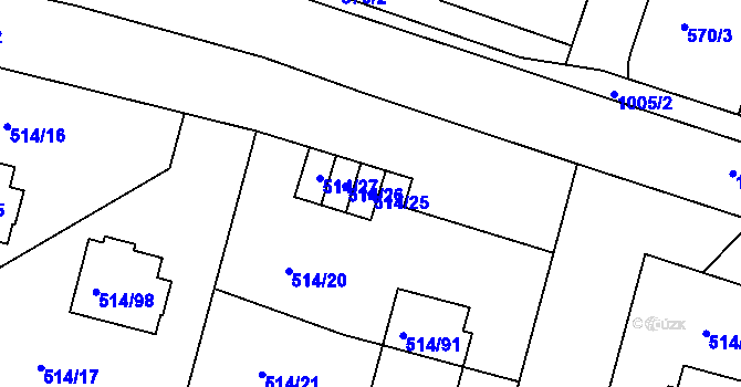 Parcela st. 514/25 v KÚ Rybáře, Katastrální mapa