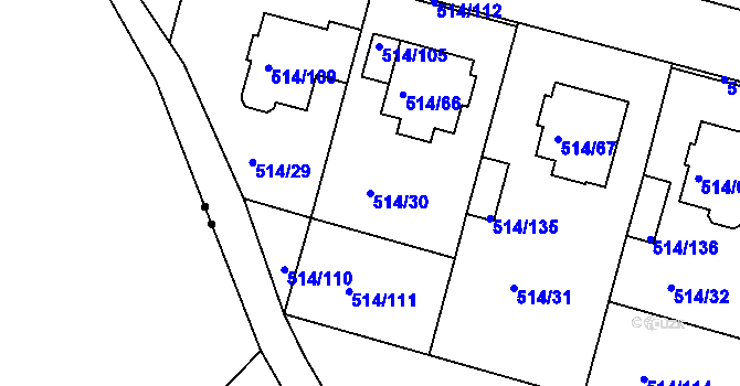 Parcela st. 514/30 v KÚ Rybáře, Katastrální mapa