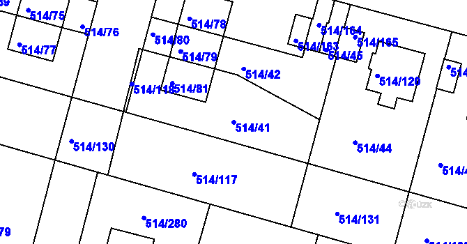 Parcela st. 514/41 v KÚ Rybáře, Katastrální mapa