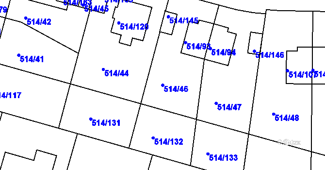 Parcela st. 514/46 v KÚ Rybáře, Katastrální mapa