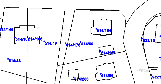 Parcela st. 514/50 v KÚ Rybáře, Katastrální mapa