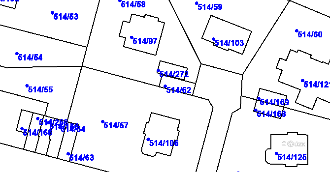 Parcela st. 514/62 v KÚ Rybáře, Katastrální mapa