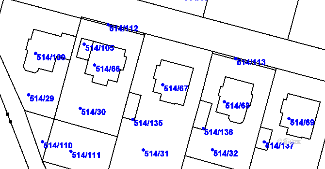 Parcela st. 514/67 v KÚ Rybáře, Katastrální mapa