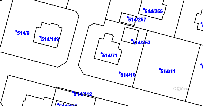 Parcela st. 514/71 v KÚ Rybáře, Katastrální mapa