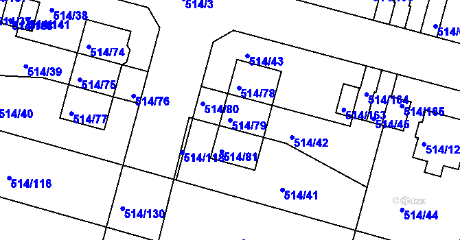 Parcela st. 514/79 v KÚ Rybáře, Katastrální mapa