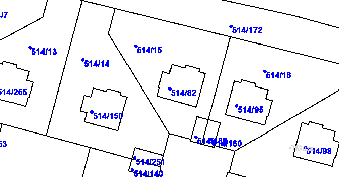 Parcela st. 514/82 v KÚ Rybáře, Katastrální mapa