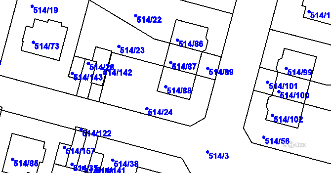 Parcela st. 514/88 v KÚ Rybáře, Katastrální mapa
