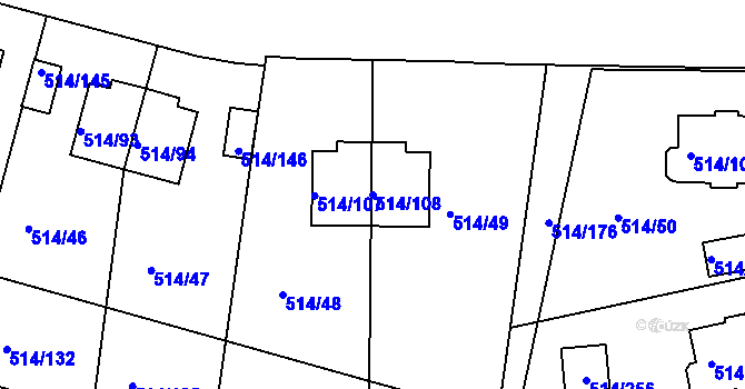 Parcela st. 514/108 v KÚ Rybáře, Katastrální mapa