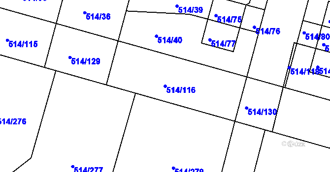 Parcela st. 514/116 v KÚ Rybáře, Katastrální mapa