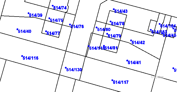 Parcela st. 514/118 v KÚ Rybáře, Katastrální mapa