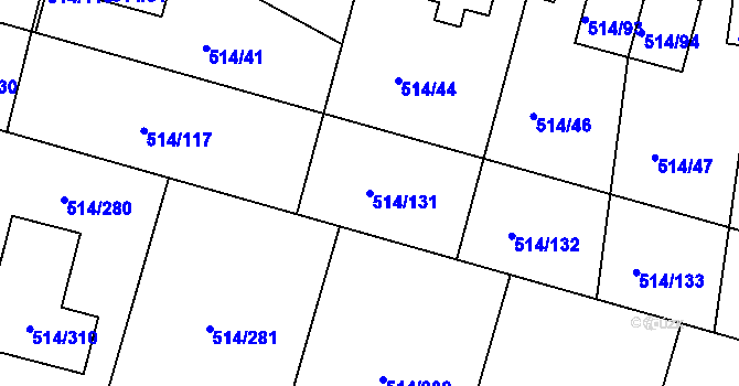 Parcela st. 514/131 v KÚ Rybáře, Katastrální mapa