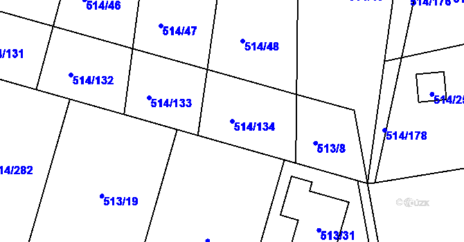 Parcela st. 514/134 v KÚ Rybáře, Katastrální mapa