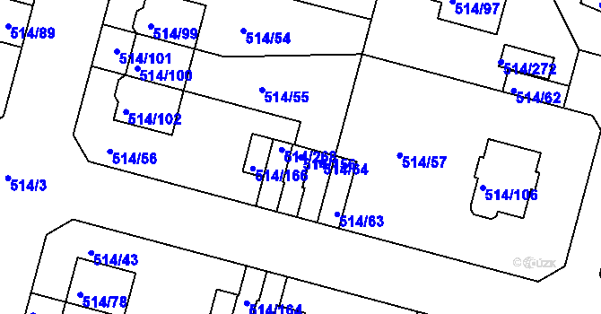 Parcela st. 514/156 v KÚ Rybáře, Katastrální mapa
