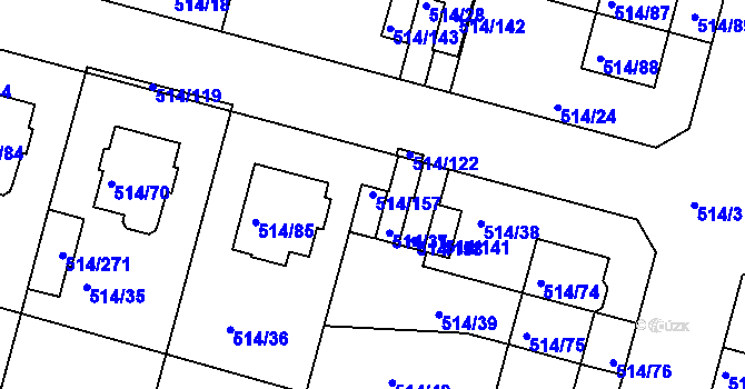 Parcela st. 514/157 v KÚ Rybáře, Katastrální mapa