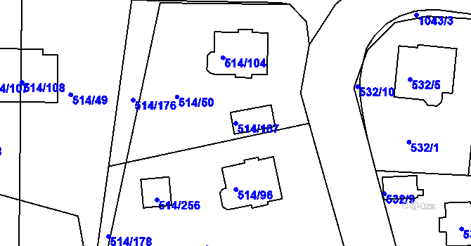 Parcela st. 514/167 v KÚ Rybáře, Katastrální mapa