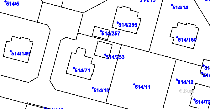 Parcela st. 514/253 v KÚ Rybáře, Katastrální mapa