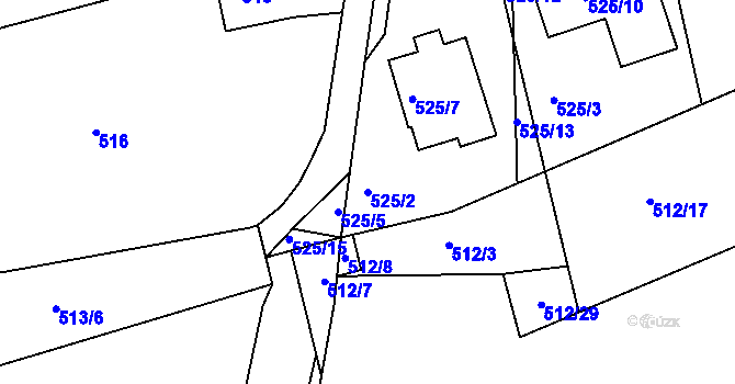 Parcela st. 525/2 v KÚ Rybáře, Katastrální mapa